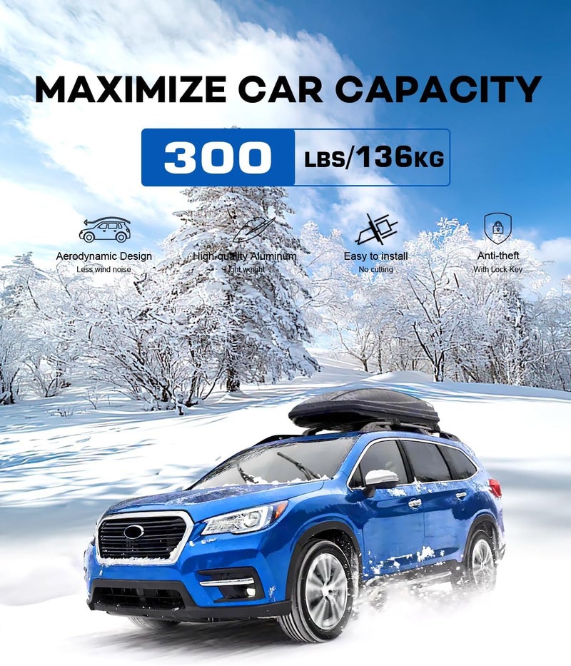 wonderdriver 300lbs Roof Rack Cross Bars Compatible with Subaru Ascent 2019-2026,Heavy Duty Aluminum Lockable Roof Rails Crossbars Rooftop Luggage - Image 3